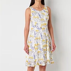 Perceptions Womens yellow lace Floral Dress 2x #3012
